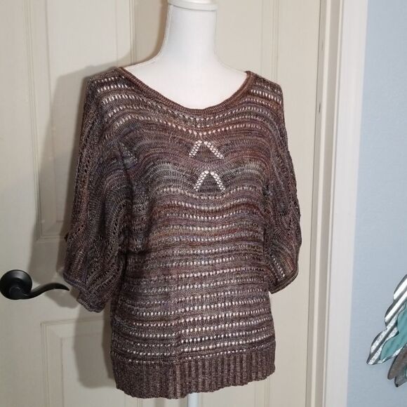 Fever, Multi Colored Knit kimono Sleeve Top, Med - Picture 2 of 5